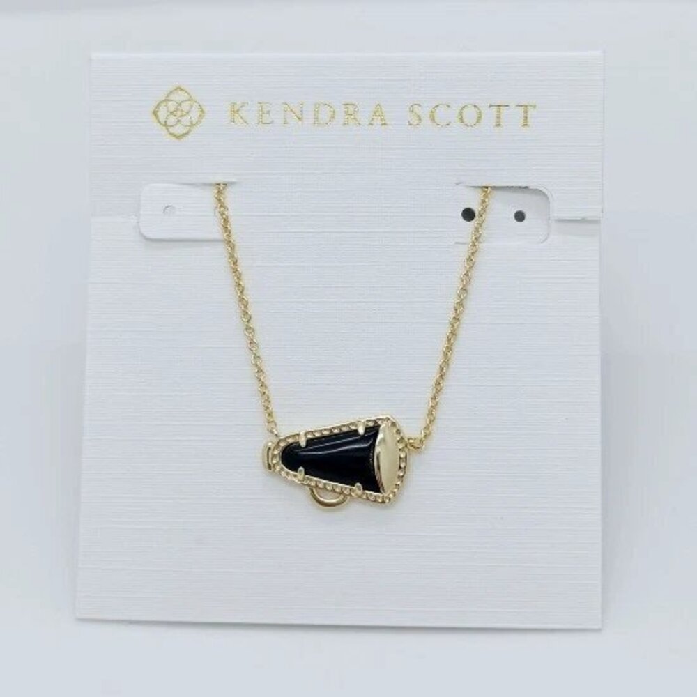 Kendra Scott Cheer Gold Pendant Necklace In Black Agate